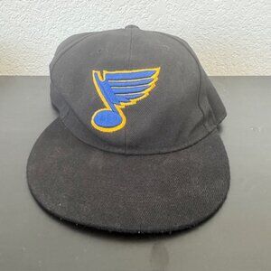 NHL St Louis Blues Hockey Black Hat‎ Adjustable Strap OSFM EUC